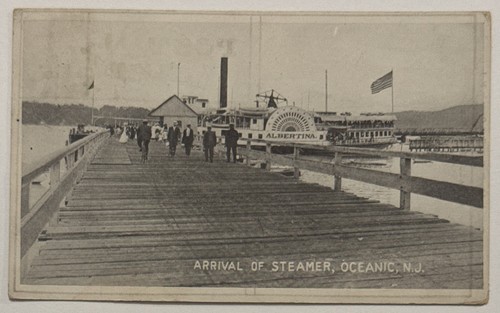 Dock scene arrival steamer - dock,
