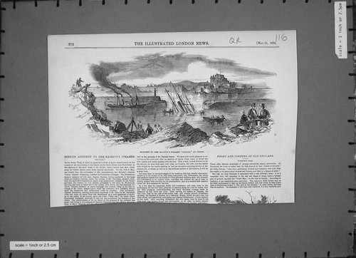 Old antique print - print, accident